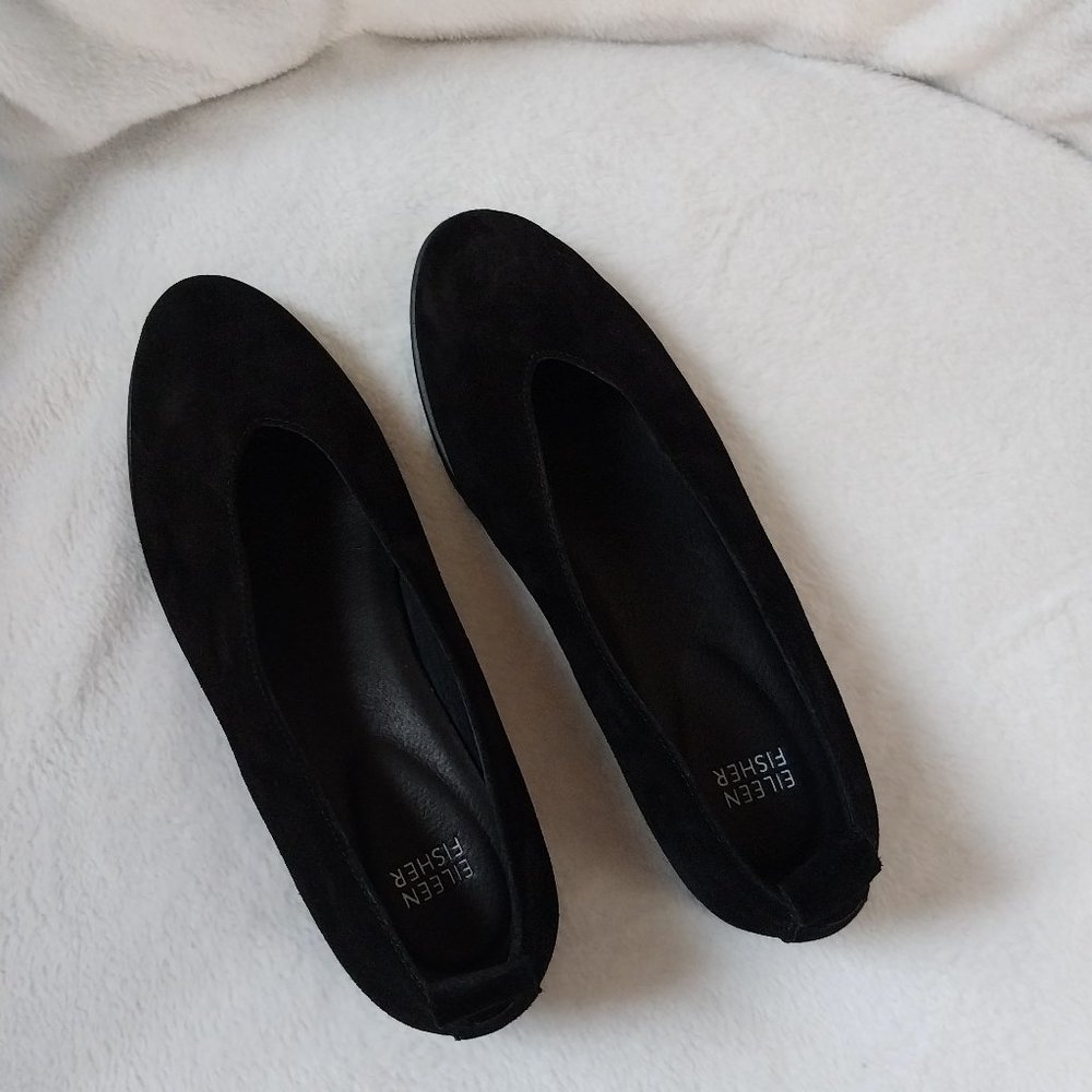 Eileen Fisher Humor Black Suede Wedge Loafer Women’s Size 8